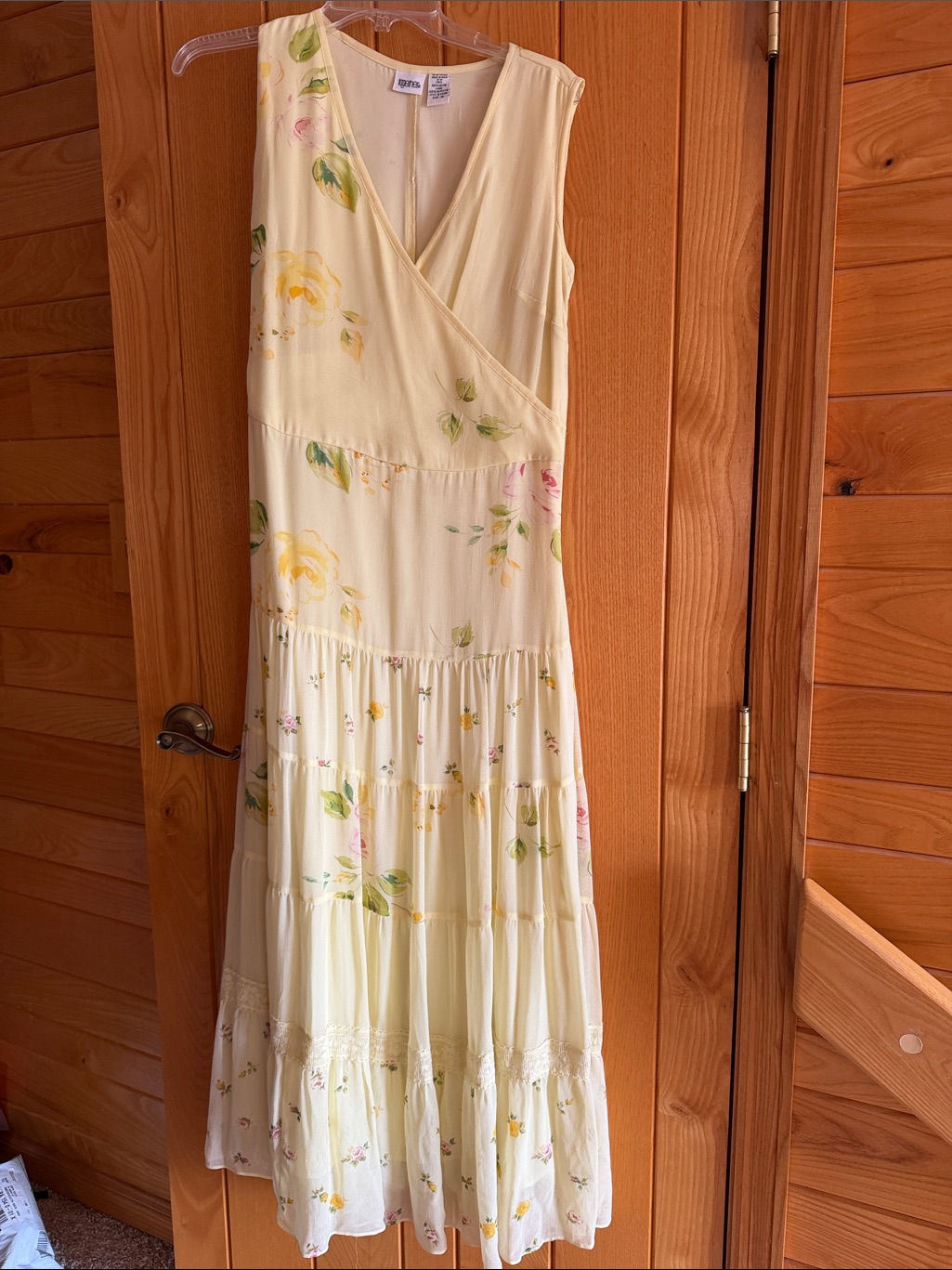 Together Pale Yellow Floral Wrap-Style Maxi Dress